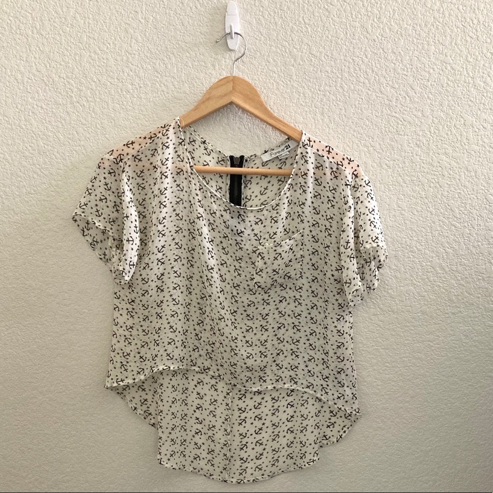 Anchor Print High-Low Top - Size Small